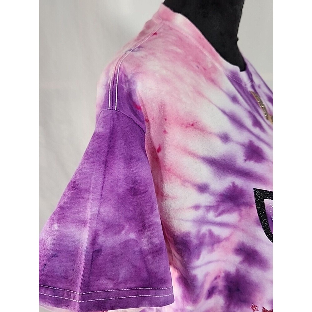 Tie Dye Hipster Unicorn Purple Pink Glitter Graphic Large T Shirt Fantasy Magic - Picture 5 of 10